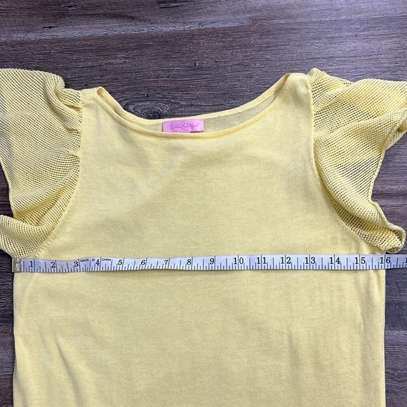 Lilly Pulitzer Yellow Sweater Top Sz S Flutter Sleeve Cotton Preppy Feminine - Picture 8 of 13